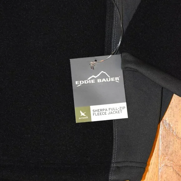 NWT Eddie Bauer Men's Sherpa Full-Zip Fleece Jacket 4XL Black Gray